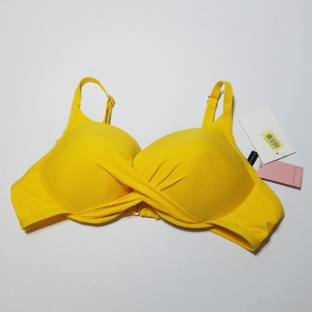 NWT Alex Marie Fit Solution Swim Bikini Top Yellow Size XL